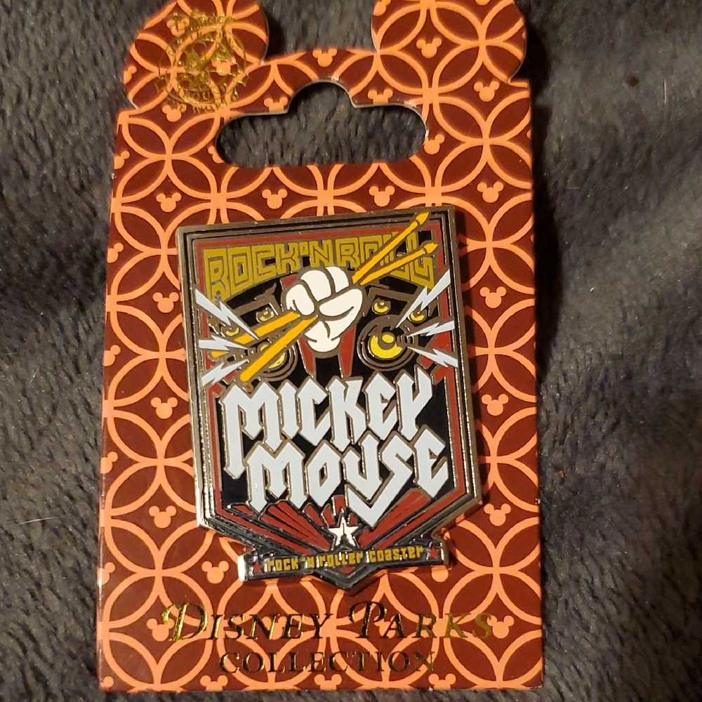 Disney Rock 'N Roller Coaster Mickey With Drumsticks Trading Pin